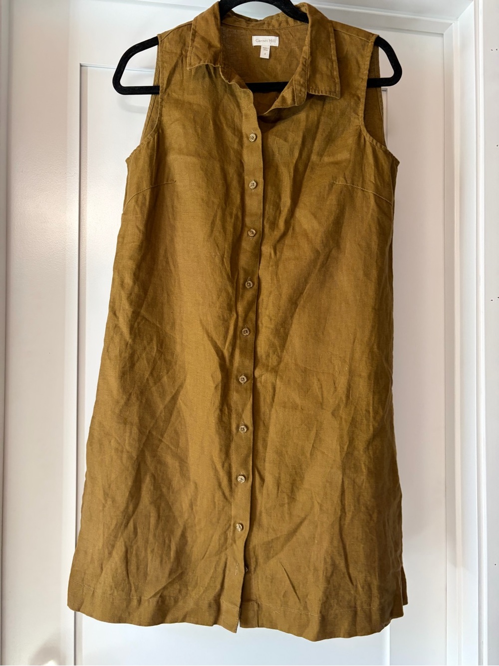 Garnet Hill Sleeveless Button-Front Linen Dress